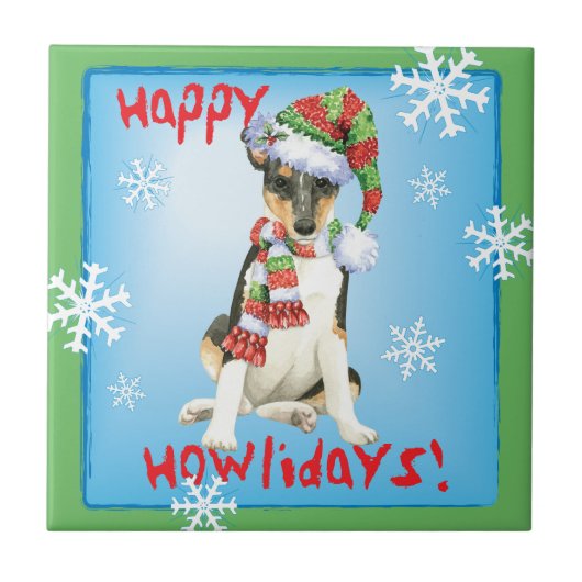 Happy Howlidays Smooth Collie Tegeltje (Voorkant)