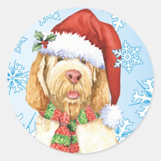 Happy Howlidays Spinone Italiano Ronde Sticker (Voorkant)