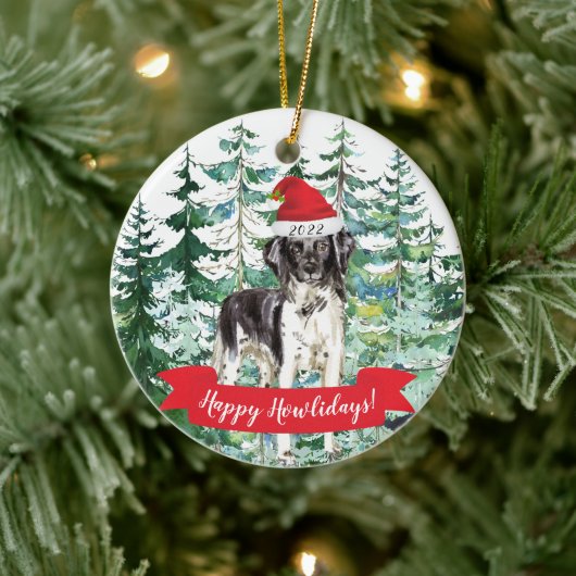 Happy Howlidays Stabyhoun Dog Keramisch Ornament (Boom)