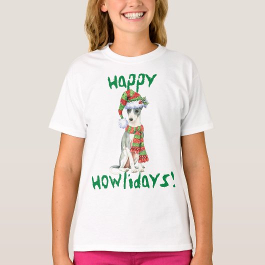 Happy Howlidays t-shirt italien Greyhound (Devant)