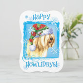 Happy Howlidays Tibetaanse Terrier Feestdagenkaart (Staand voorkant)