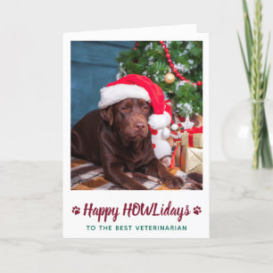 Happy HOWLidays Veterinarian Custom Pet Photo  Feestdagen Kaart