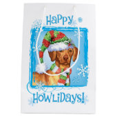 Happy Howlidays Vizsla Medium Cadeauzakje (Achterkant)