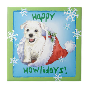 Happy Howlidays Westie Tegeltje