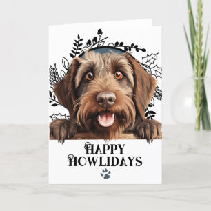 Happy Howlidays Wirehaired Pointing Griffon Dog Feestdagen Kaart