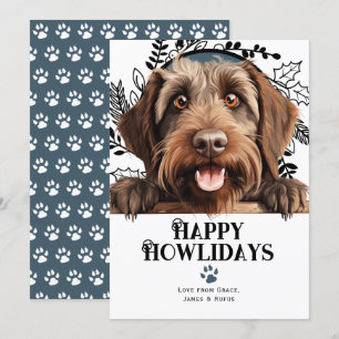 Happy Howlidays Wirehaired Pointing Griffon Dog Feestdagenkaart