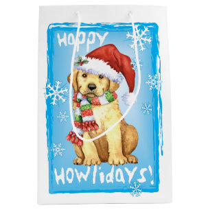 Happy Howlidays Yellow Lab Medium Cadeauzakje