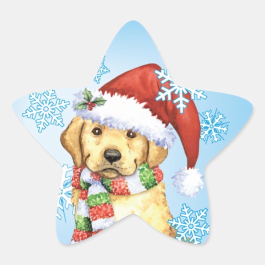Happy Howlidays Yellow Lab Ster Sticker (Voorkant)