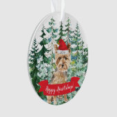 Happy Howlidays Yorkshire Terrier Dog Kerstmis Ornament (voorkant)