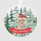 Happy Howlidays Yorkshire Terrier Dog Kerstmis Ornament (voorkant)