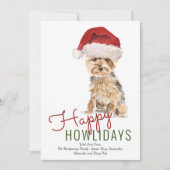 Happy Howlidays Yorkshire Terrier Santa Hat Feestdagenkaart (Voorkant)