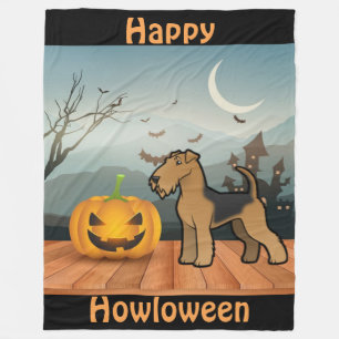 Happy Howloween Airedale Terrier Fleece Deken