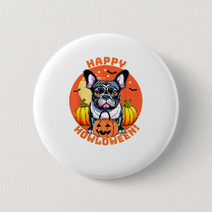 Happy Howloween Franse Bulldog frenchie hond hallo Ronde Button 5,7 Cm