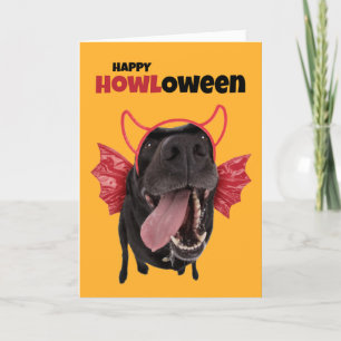 Happy HOWLoween Funny Dog in Halloween Costume Feestdagen Kaart