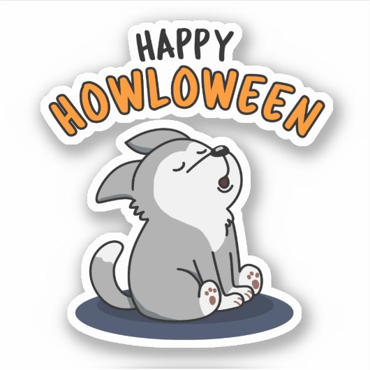 Happy Howloween Grappige Hond Pun Sticker (Voorkant)