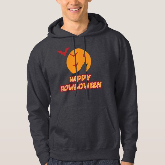 Happy Howloween Howling Wolf's Head T-Shirt (Voorkant)