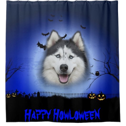 Happy Howloween Husky Douchegordijn (Voorkant)
