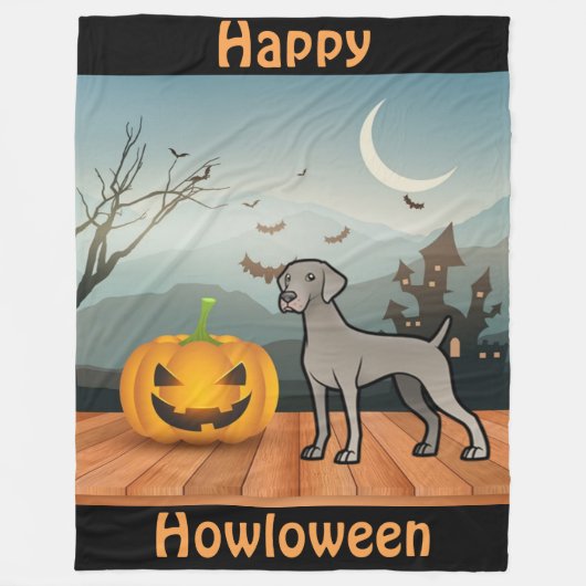Happy Howloween Weimaraner Fleece Deken (Voorkant)