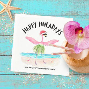 Happy Huladays Flamingo Tropical Beach Kerstmis Servet