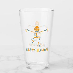 Happy human skeleton glas