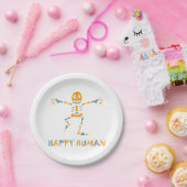 Happy human skeleton papieren bordje (Feest)