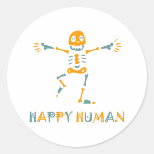 Happy human skeleton ronde sticker