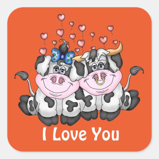 Happy in Love vaches sticker (Devant)