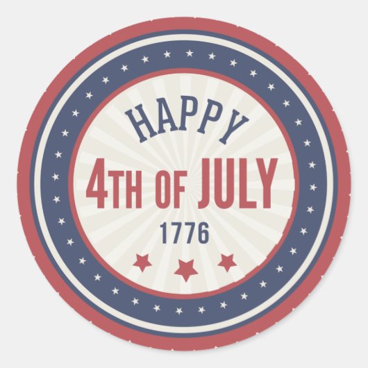 Happy Independence Day 4e juli Ronde Sticker (Voorkant)