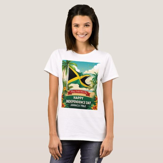 Happy Independence Day Jamaica 1962 Trots T-shirt (Voorkant volledig)
