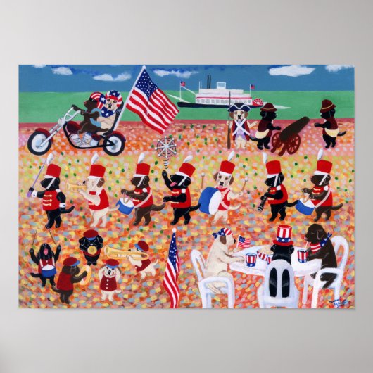 Happy Independence Day Labradors-kunstwerk Poster (Voorkant)