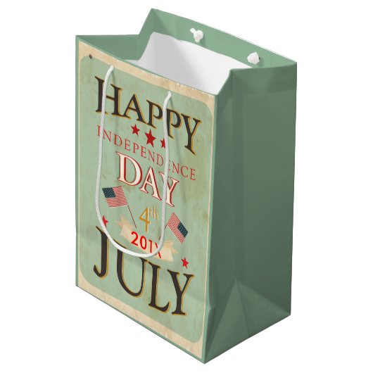 Happy Independence Day op 4 juli Medium Cadeauzakje (Voorkant Gekanteld)