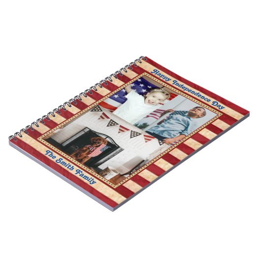 Happy Independence Day Patriotic Custom 3 Foto No Notitieboek (Linkerzijde)