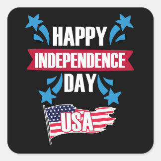 HAPPY INDEPENDENCE DAY VERENIGDE STATEN VIERKANTE STICKER