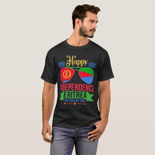 Happy Independence Eritrea, Eritrese vlagpremier T-shirt (Voorkant volledig)