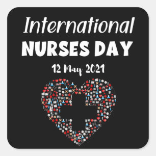 Happy International Nurses Day - 12 mei 2021 Vierkante Sticker