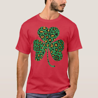Happy Irish Shamrock Leopard Funny St T-shirt