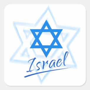 Happy Israel Independence Day Blue Star van David Vierkante Sticker