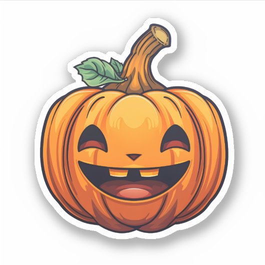 Happy Jack-O-Lantern Schattige Halloween Sinaasapp Sticker (Voorkant)