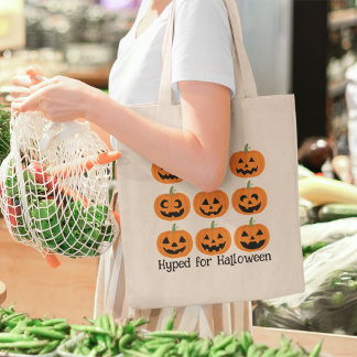 Happy Jack-O'-Lanterns gehyped voor Halloween Tote Bag