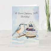 Happy January 70th Birthday Nuthatch Bird Kaart (Voorkant)