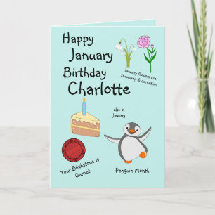 Happy January Birthday Gevouwen Wenskaart Kaart