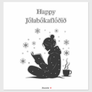 Happy Jolabokaflod – Icelandic Book Flood Gift Sticker