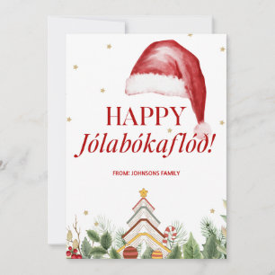 Happy Jolabokaflod IJslands Boek Schattige Kerstmi Feestdagenkaart