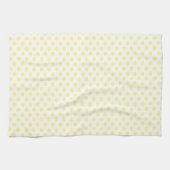 Happy Joyful Cheerful Yellow Polkadots op wit Theedoek (Horizontaal)