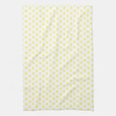 Happy Joyful Cheerful Yellow Polkadots op wit Theedoek (Verticaal)