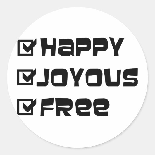 Happy Joyous Free Ronde Sticker (Voorkant)