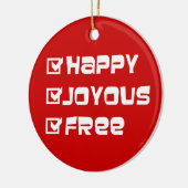 Happy Joyous Free Slogan Quote Fun Text Grafisch Keramisch Ornament (Links)