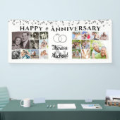 Happy Jubileum 18 Aangepaste Silver voor fotoColla Spandoek (Beurs)