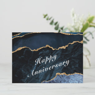 Happy Jubileum - Agate Navy Blue Gold Gemstone Kaart
