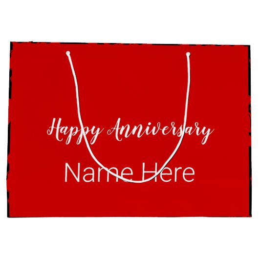 Happy Jubileum Black en Red met hart Groot Cadeauzakje (Achterkant)